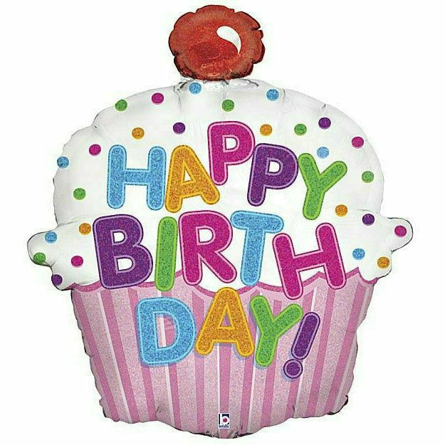 Burton and Burton BALLOONS 457  31&quot;PKG HBD CUPCAKE