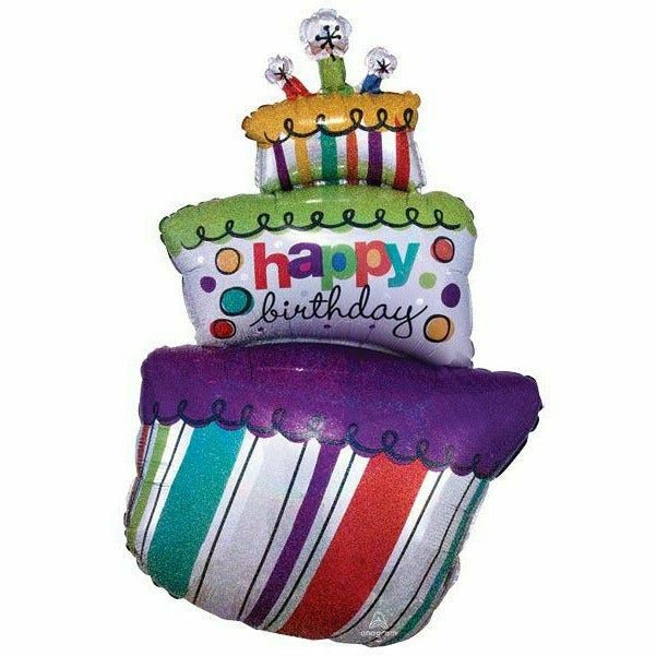 Burton and Burton Balloons 464A 37&quot; HAPPY BIRTHDAY FUNKY CAKE BALLOON