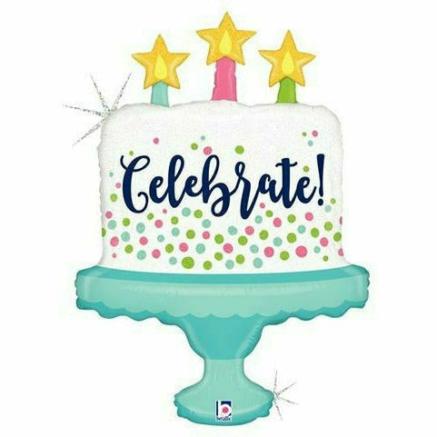 Burton and Burton BALLOONS 468 33&quot; Celebrate Cake Jumbo Foil