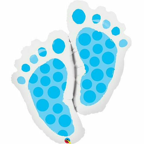 Burton and Burton BALLOONS 499 35"  Blue Baby Feet Jumbo Foil