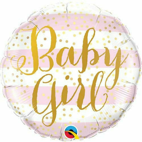 Burton and Burton BALLOONS 505A 18&quot; Striped Baby Girl Foil