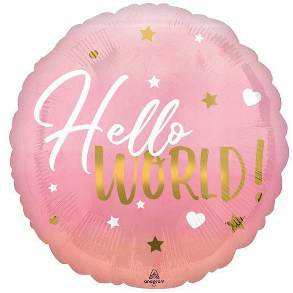 Burton and Burton BALLOONS 508 17&quot; Hello World Pink Baby Foil