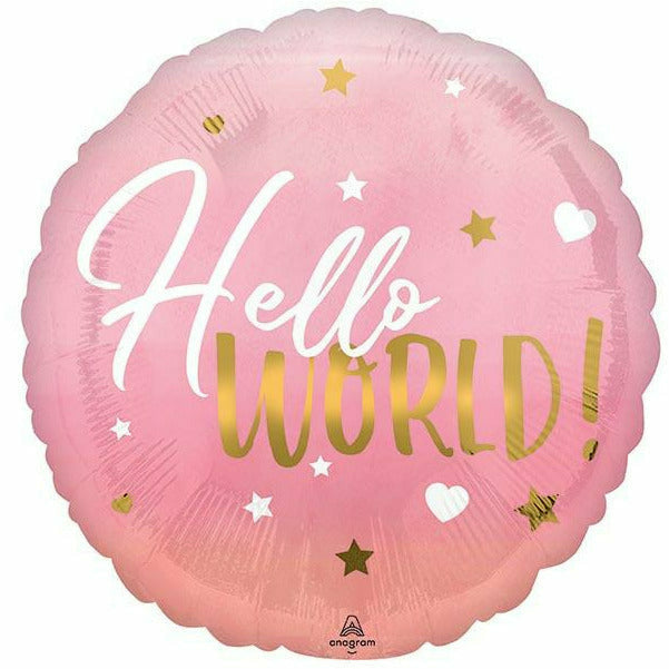 Burton and Burton BALLOONS 508 17" Hello World Pink Baby Foil