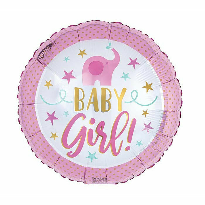 Burton and Burton BALLOONS 518 17&quot; BABY GIRL PINK ELEPHANT FOIL BALLOON