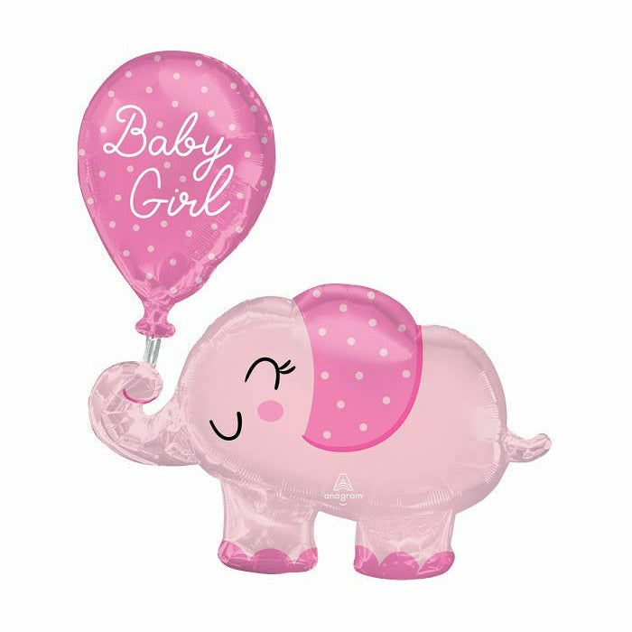 Burton and Burton BALLOONS 518A 31&quot; BABY GIRL ELEPHANT SUPERSHAPE