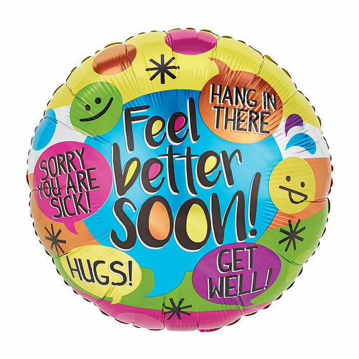 Burton and Burton BALLOONS 553 17&quot; GET WELL SOON MESSAGES/FACES