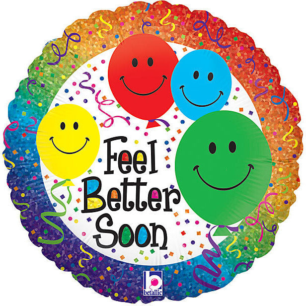 Burton and Burton BALLOONS 566 18" Feel Better Soon Smile Foil Balloons