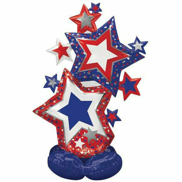 Burton and Burton BALLOONS 582 59&quot; Patriotic Stars Airloonz Foil