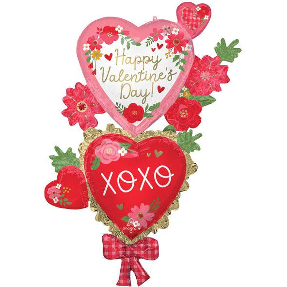 Burton and Burton BALLOONS 59&quot; Happy Valentines Day Floral XOXO Giant Multi-Balloon