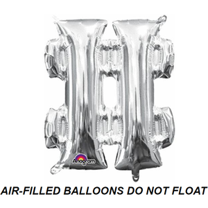 Burton and Burton BALLOONS 748 Silver Number Sign Air-Filled 16" Mylar Balloon