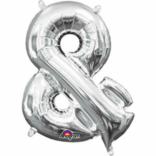 Burton and Burton BALLOONS 750 Silver Ampersand Air-Filled 16&quot; Mylar Balloon