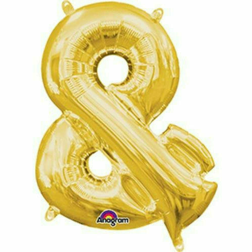 Burton and Burton BALLOONS 780 Gold Ampersand Air-Filled 16&quot; Mylar Balloon