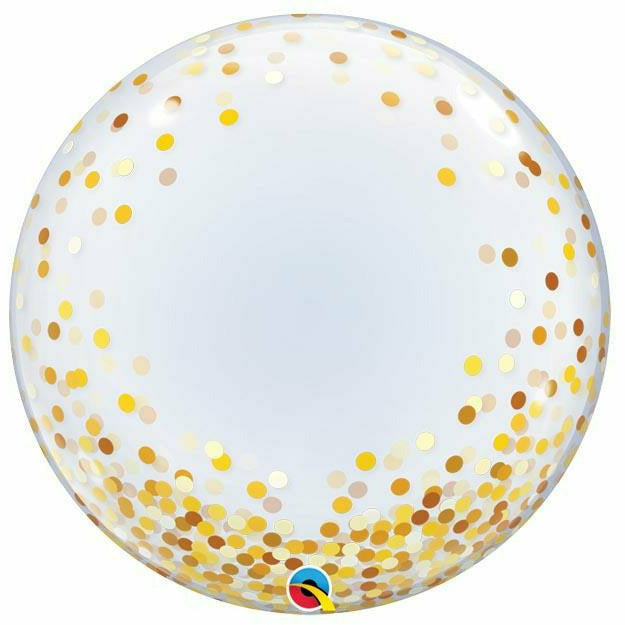 Burton and Burton BALLOONS 946 Gold Confetti Dots Deco Bubble Jumbo 24" Mylar Balloon