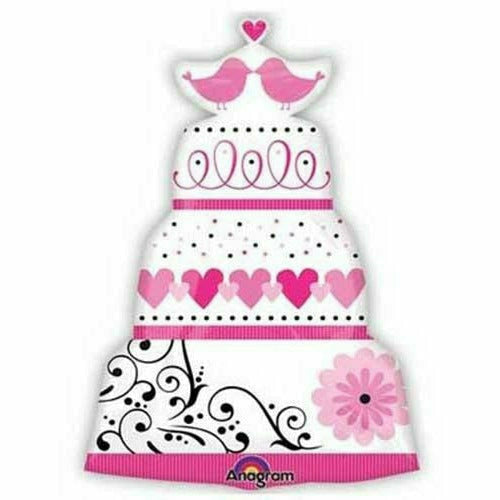 Burton and Burton BALLOONS A001 Sweet Wedding Cake Jumbo 31" Mylar Balloon