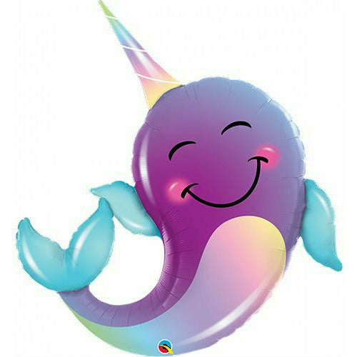 Burton and Burton BALLOONS A002 40" Smiley Narwhal Jumbo Foil