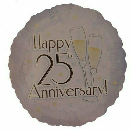 Burton and Burton BALLOONS A002 Happy 25th Anniversary 18&quot; Mylar Balloon