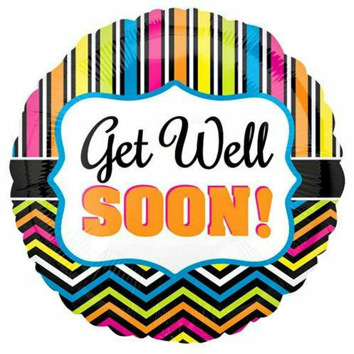 Burton and Burton BALLOONS A012 17&quot; Chevron Get Well Soon Foil