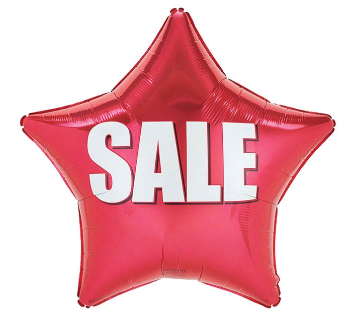 Burton and Burton BALLOONS A015 19&quot; RED SALE STAR FOIL BALLOON