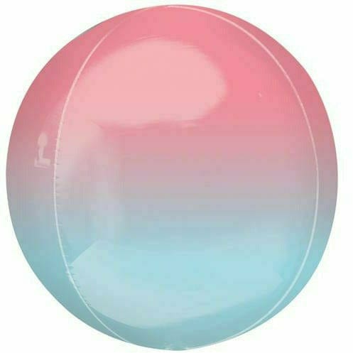 Burton and Burton BALLOONS B002 Pink &amp; Blue Ombre Orbz 16&quot; Mylar Balloon