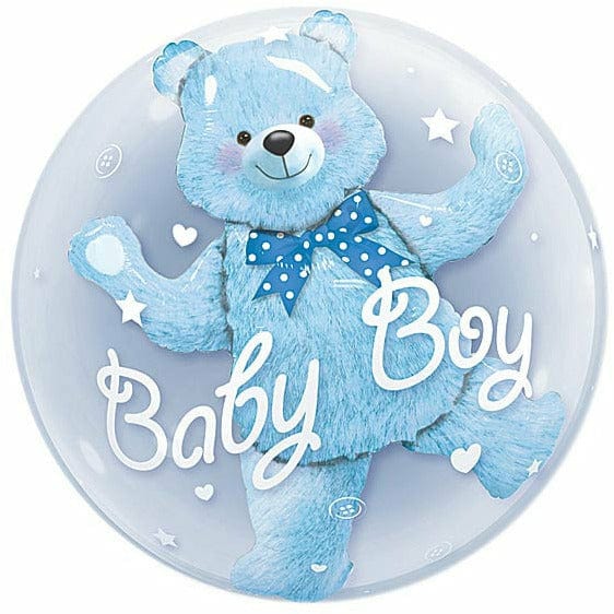 Burton and Burton BALLOONS B004 24&quot; Baby Blue Bear Double Bubble Balloon