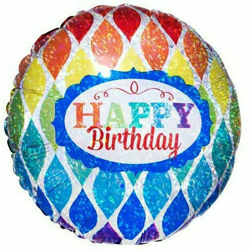 Burton and Burton BALLOONS B006 Rainbow Happy Birthday 18&quot; Mylar Balloon