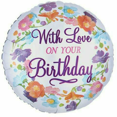 Burton and Burton BALLOONS B008 With Love on your Birthday 17" Mylar Balloon