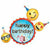 Burton and Burton BALLOONS B010 Smiley Emoji Happy Birthday Jumbo 36" Mylar Balloon