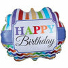 Burton and Burton BALLOONS B010 Stripes Happy Birthday Jumbo 25" Mylar Balloon