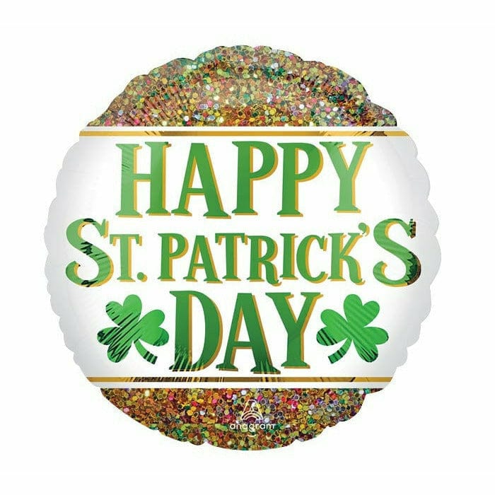 Burton and Burton BALLOONS C009 17&quot; ST PATRICK&#39;S DAY ROUND GLITTER BALLOON