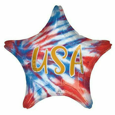 Burton and Burton BALLOONS C013 - Tie Dye USA Star Jumbo 19&quot; Mylar Balloon