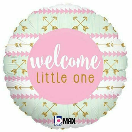 Burton and Burton BALLOONS D002 Pink Welcome Little One 18" Mylar Balloon