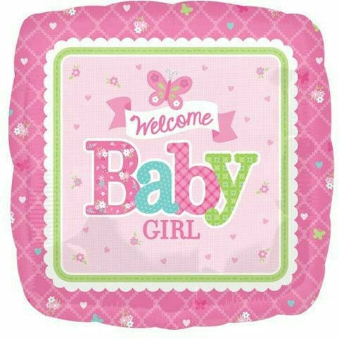 Burton and Burton BALLOONS D003 Pink Welcome Baby Girl 17&quot; Mylar Balloons