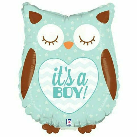 Burton and Burton BALLOONS D004 Owl It&#39;s a Boy Jumbo 26&quot; Mylar Balloon