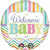 Burton and Burton BALLOONS D004 Pastel Stripes Welcome Baby 17" Mylar Balloons