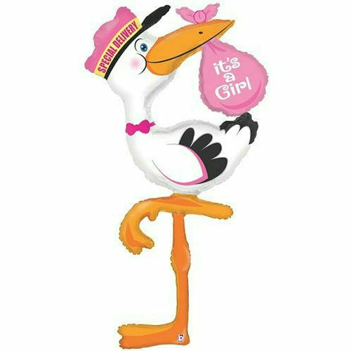 Burton and Burton BALLOONS D004 Stork It&#39;s a Girl Jumbo 60&quot; Mylar Balloon