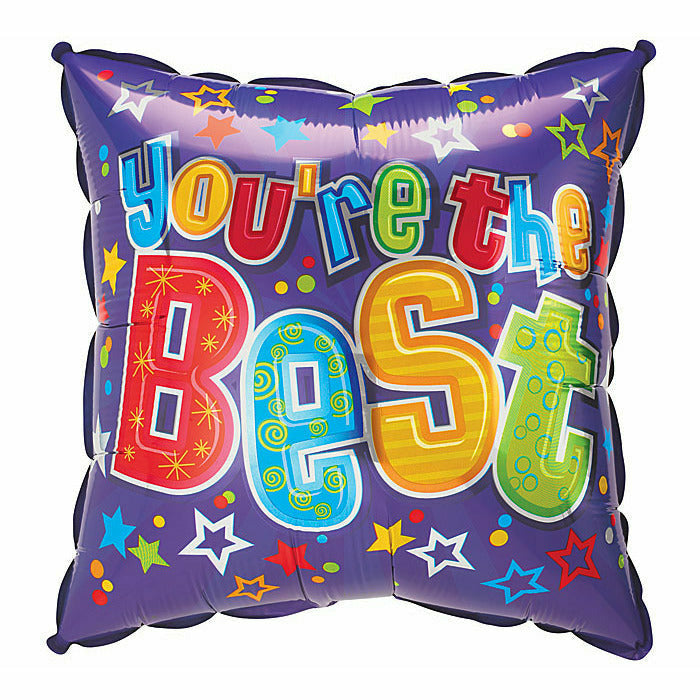 Burton and Burton BALLOONS D010 18" You're The Best! Stars On Blue Square Balloon