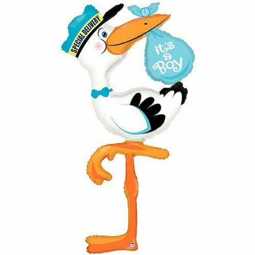 Burton and Burton BALLOONS E005 Stork It&#39;s a Boy Jumbo 60&quot; Mylar Balloon