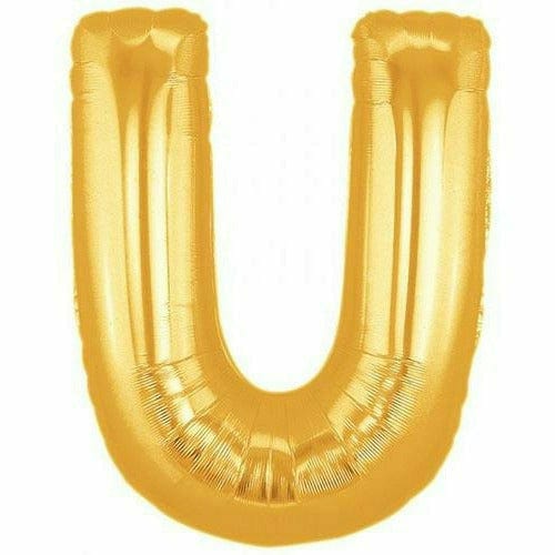 Burton and Burton BALLOONS F001 Gold Letter U Jumbo 40&quot; Mylar Balloon