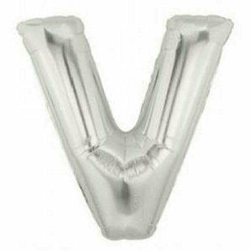 Burton and Burton BALLOONS F001 Silver Letter V Jumbo 40" Mylar Balloon