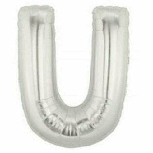 Burton and Burton BALLOONS F003 Silver Letter U Jumbo 40&quot; Mylar Balloon