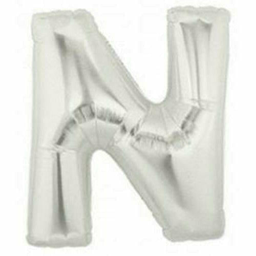 Burton and Burton BALLOONS F004 Silver Letter N Jumbo 40&quot; Mylar Balloon