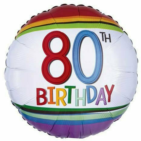 Burton and Burton BALLOONS F005 Rainbow 80th Birthday 17" Mylar Balloon