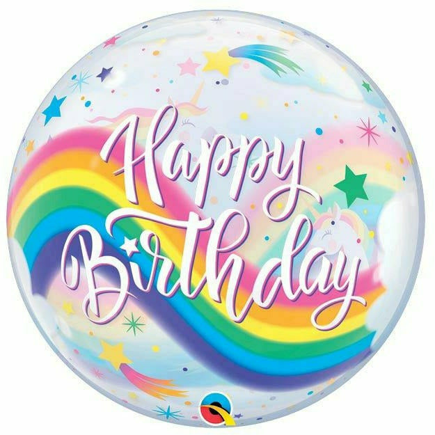 Burton and Burton BALLOONS G005 22&quot; Birthday Rainbow Bubble Balloon