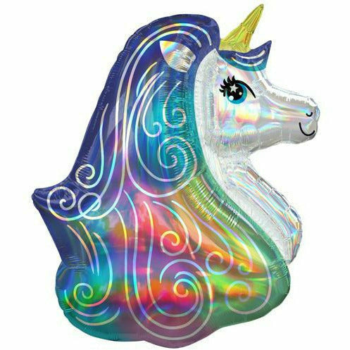 Burton and Burton BALLOONS G005 30&quot; Holographic Unicorn Jumbo Foil