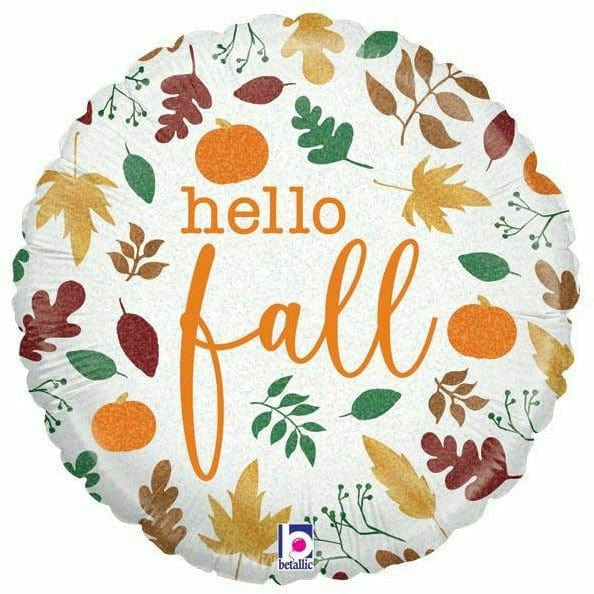 Burton and Burton BALLOONS G008 18&quot; HELLO FALL AUTUMN LEAVES BALLOON