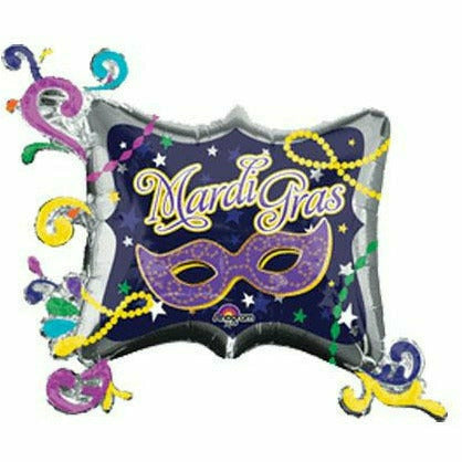 Burton and Burton BALLOONS G009  Mardi Gras Frame Jumbo 34&quot; Mylar Balloon