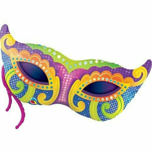 Burton and Burton BALLOONS G010 Mardi Gras Mask Jumbo 38&quot; Mylar Balloon