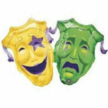 Burton and Burton BALLOONS G010 Mardi Gras Masks Jumbo 36&quot; Mylar Balloon