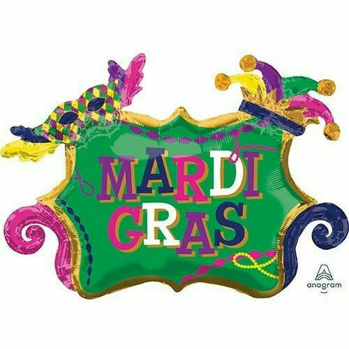 Burton and Burton BALLOONS G010Mardi Gras Jumbo 34&quot; Mylar Balloon