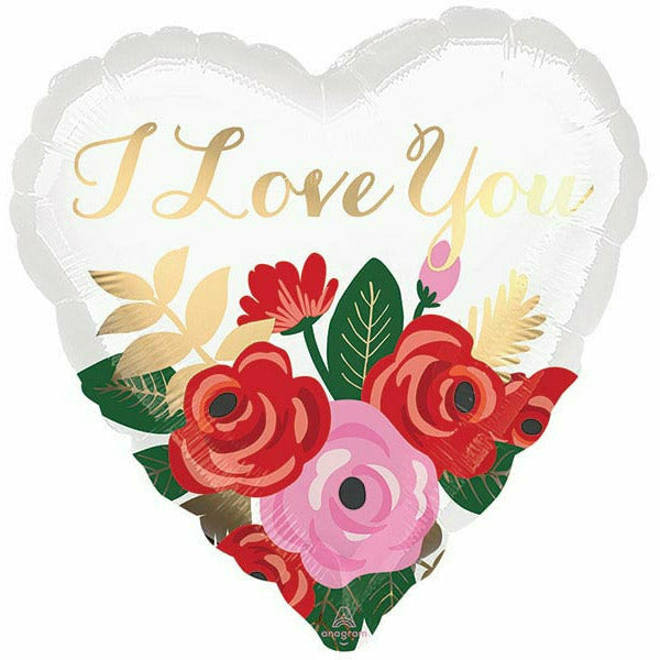 Burton and Burton BALLOONS G011 17&quot; I LOVE YOU ROSE BOUQUET HEART